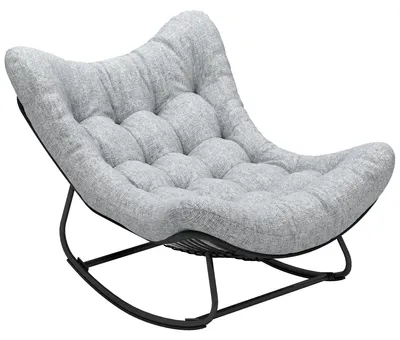 Produktbild von Rattan Schaukelstuhl Gartenbank mit Stahlrahmen Kissen 98 x 111 x 74 cm Grau