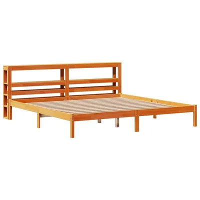 Produktbild von Bettgestell mit Kopfteil ohne Matratze Wachsbraun 200x200 cm