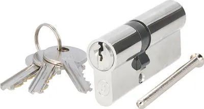 Produktbild von Profilzylinder Messing vernickelt - Doppelzylinder 30/45mm gleichschließend