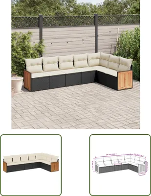 Produktbild von The Living Store 7-tlg. Garten-Sofagarnitur mit Kissen Schwarz Poly Rattan