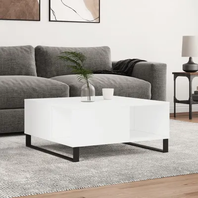 Zdjęcie produktu dla The Living Store stolik kawowy biały 80x80x36,5 cm materiał drewnopochodny
