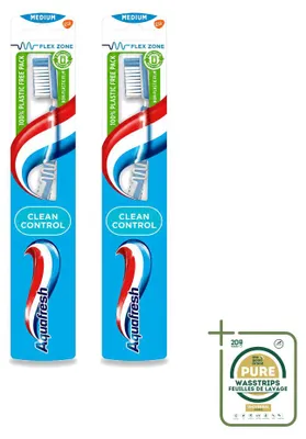 Produktbild von 2 x Aquafresh Clean Control Zahnbürste Medium - Vorratspackung - 2 Stücke