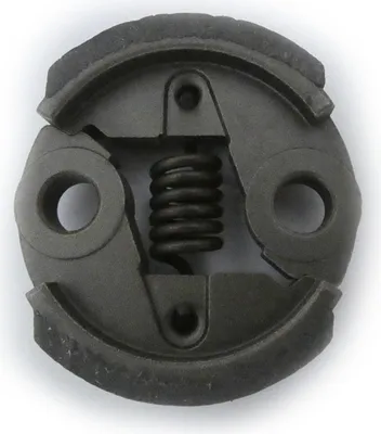 A close-up, top-down view of a clutch assembly for a chainsaw.