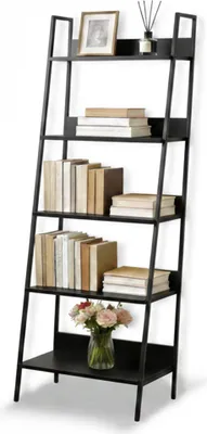 Produktbild von Relaxdays Standregal, modernes Leiterregal mit 5 Ablagen, für Pflanzen, Bücher & Deko, HBT: 170 x 60 x 30 cm, schwarz