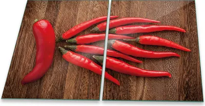 Produktbild von Herdabdeckplatten Glaskeramik Spritzschutz Glas Universal 2-Teilig 2x40x52 Paprika Rot