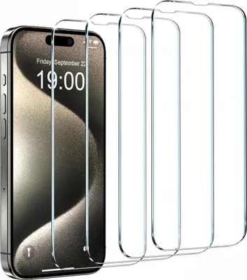 A smartphone screen protector is shown next to a smartphone.