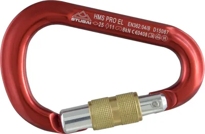 Produktbild von HMS Karabiner | STUBAI Karabiner mit Schraubverschluss, Schraubkarabiner zum Klettern, Kletter-Karabinerhaken, Sicherungskarabiner zum Bergsteigen, Rot