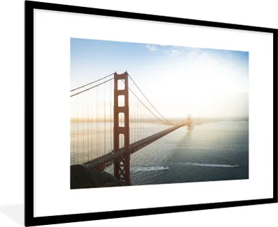 Produktbild von MuchoWow® Gerahmtes Poster Morgennebel an der Golden Gate Bridge in Kalifornien 90x60 cm - Poster mit Schwarzem Bilderrahmen Wandposter Rahmen Foto Bilder - Wanddekoration - Fotos