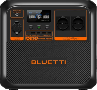 Immagine prodotto di PowerOak Bluetti AC180P, litio-eisen-fosfato (LiFePO4), 36000 mAh, solare, 1440 Wh, 1800 W, 1000 W