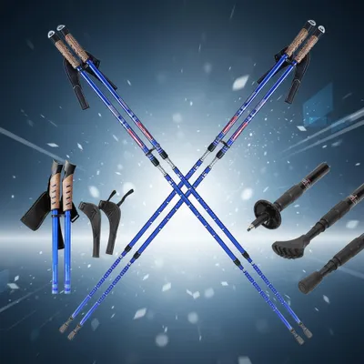 Produktbild von Mucola Nordic Walking Stöcke verstellbar Teleskop Aluminium Antischock Wanderstöcke 2er Set Trekkingstöcke 5 Aufsätze  - Blau