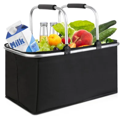 Produktbild von Kühltasche Einkaufskorb Picknickkorb - 30 Liter - Mit Deckel - Aluminiumrahmen - Faltbar
