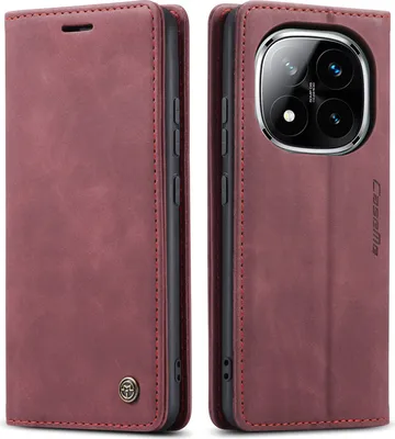 Produktbild von Hülle für Xiaomi Redmi Note 14 Pro/Note 14 Pro+ 5G Retro Kunstledertasche mit Standfunktion Schutzhülle Rot