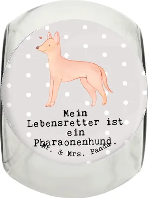 Produktbild von Mr. & Mrs. Panda Bonbonglas Pharaonenhund Lebensretter XL 2000ml - Grau Pastell - Geschenk, aufbewahrungsglas, Pharaoh Hound, Dose, schraubglas, Kelb Tal-Fenek, Keksdose