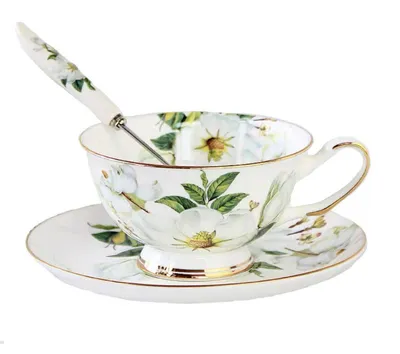 Produktbild von Teeset Porzellan Weiß mit Goldrand 175 ml 3-teilig im Geschenkkarton