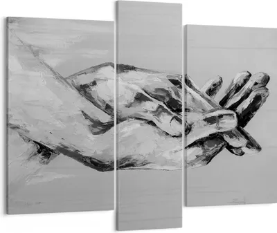 Produktbild von Bild auf Leinwand - Leinwandbild - 3 Teile - Handschriftlich Hände Schwarzweiß - 95x80cm - Wand Bild - Wanddeko - Wandbilder - Leinwanddruck - Bilder - Wanddekoration - Leinwand bilder - CB95x80-4566