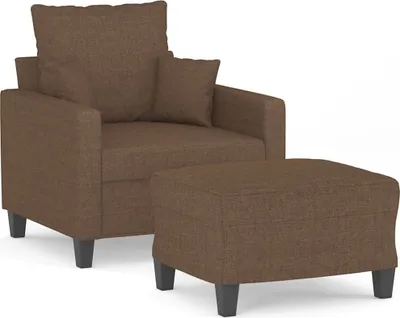 Produktbild von vidaXL Sessel mit Hocker Braun 60 cm Stoff