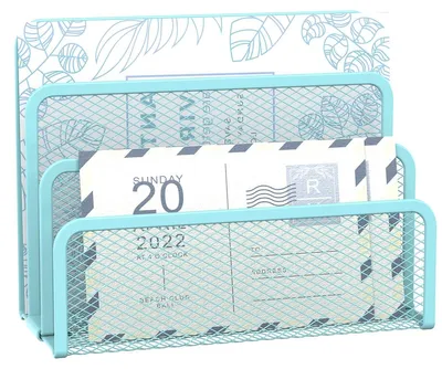 Productafbeelding van Brievenbak - Brievenorganizer - 3 vakken - Metalen gaas - Blauw
