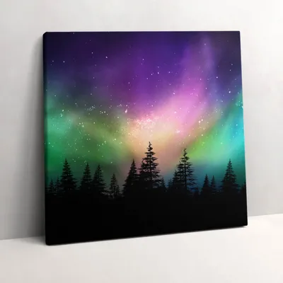 Produktbild von Northern lights – Leinwandbild Wandbild – 60x60 cm – Leinwandbilder – Wandbilder – Schlafzimmer – Flur