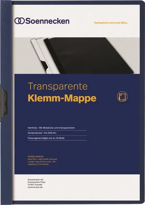 Produktbild von Soennecken Klemmmappe 3317 DIN A4 bis 30Blatt PVC blau