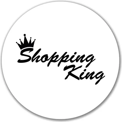 Produktbild von Huuraa Aufkleber Shopping King Krone 10cm rund Sticker Geschenkidee