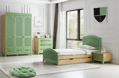 Produktbild von Modern Jugendzimmer Set Bett Kleiderschrank Nachttisch Kommode Möbel 4tlg