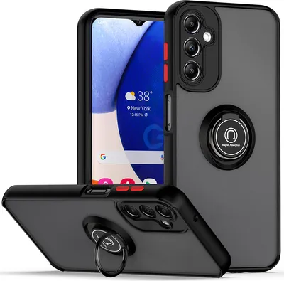 Produktbild von Galaxy A14 5G Hülle, Ring Halter Ständer Matte Transluzent TPU Rahmen Stoßfest Schutzhülle für Samsung Galaxy A14 5G Schwarz Rot