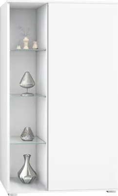 Produktbild von Vladon Vitrine Davos,  Germany, Standvitrine mit 3 Glasböden und 8 Fächer, Weiß matt/Weiß matt  (71,5 x 134 x 35 cm)