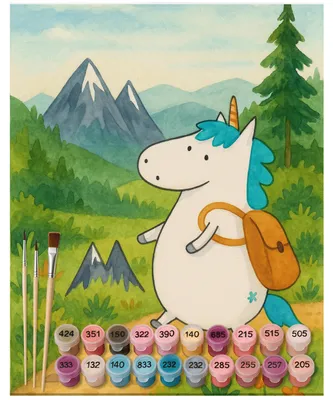 Produktbild von Mr. & Mrs. Panda Malen nach Zahlen Einhorn Bergsteiger Design 40 x 50 cm Mit Rahmen - Weiß - Geschenk, Unicorn, Abenteuer, leinwand malerei, Urlaub, Einhörner, Reisen