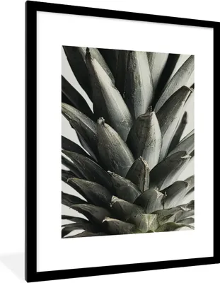 Produktbild von MuchoWow® Gerahmtes Poster Ananas - Grün - Stillleben - Natur 60x80 cm - Poster mit Schwarzem Bilderrahmen Wandposter Rahmen Foto Bilder - Wohnzimmer - Dekorationen - Prämie