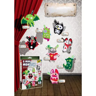 Produktbild von Folia 'Mini Monster Friends' Bastel Set für 8 Monster (8er Pack)