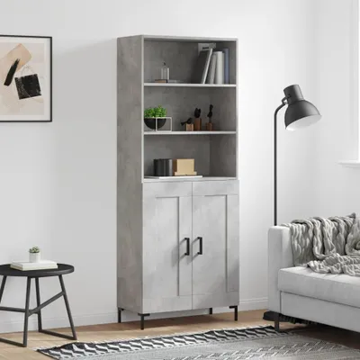 Produktbild von vidaXL Highboard Betongrau 69,5x34x180 cm Holzwerkstoff
