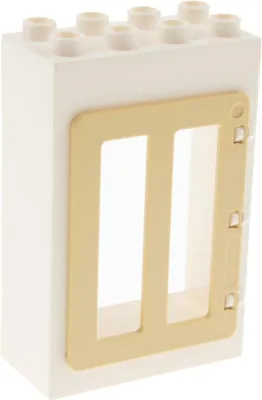 Produktbild von 1x Lego Duplo Tür Rahmen 2x4x5 weiß Türblatt beige Haus 65111 6208542 92094