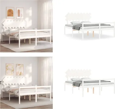 Produktbild von vidaXL Seniorenbett mit Kopfteil 160x200 cm Weiß Massivholz - Seniorenbett - Seniorenbetten - Bett Für Senioren - Betten Für Senioren