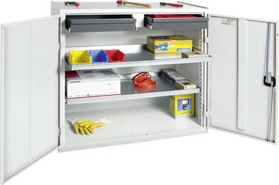Zdjęcie produktu dla Szafa narzędziowo-materiałowa Stumpf seria 3000 jasnoszara + 2 szuflady 100 mm + 2 wysuwane półki - 3007207