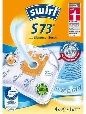 Obrázek produktu pro Swirl S 73 AirSpace, Prachový sáček, Univerzální, Bílá, Siemens, 239 mm, 167 mm
