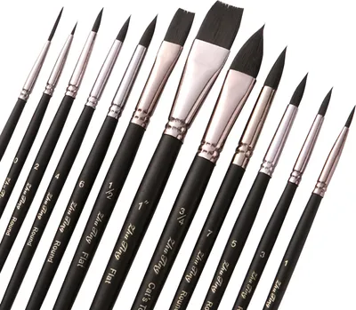 Produktbild von 12 Stue ck Professionelle Pinsel Nylon Haar Zarte Holzgriff Pinsel Malpinsel Kit Geschenk fue r Kue nstler Kinder Erwachsene fue r Acryloel Aquarell Gouache Koerper Gesicht Miniatur Detail Malerei Kunsthandwerk Zubehoer