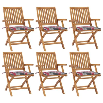 Produktbild von Klappstühle mit Kissen, 6-teilig, Massivholz Teakholz
