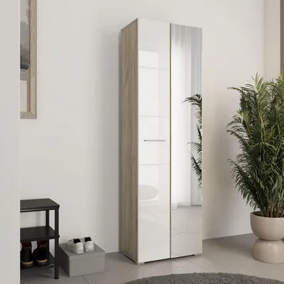 Immagine prodotto di Dmora Guardaroba 2 Ante Griante 60x193h cm Bianco, Appendiabiti 4 Ripiani