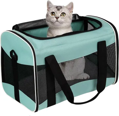Produktbild von Katzentragetasche, Haustier-Hundetragetasche, Haustier-Reisetasche bis zu 6,8 kg, zusammenklappbare Katzentragetasche, Hundetragetasche  (17 x 11 x 11