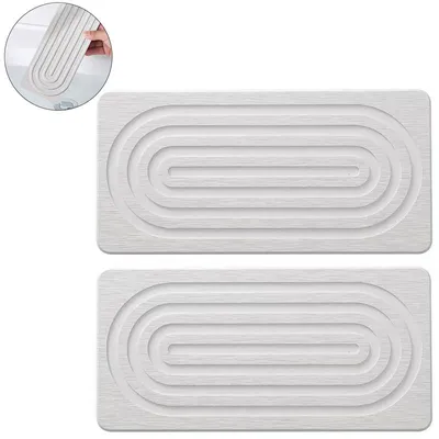 Produktbild von Abtropfmatte Kieselgur 10×20 cm 2 Stück wasserabsorbierend rutschfest mit Rillenstruktur Bad Küchenunterlage Seifenhalter Organizer