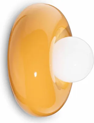 Produktbild von Wandlampe Keramik Glas Ø 25 cm cm breit Gelb Weiß G9 rund Retro Design Keramikleuchte