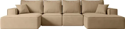 Produktbild von ALTDECOR Ecksofa mit Schlaffunktion und Bettkasten - Corner Sofa Eckcouch Couch U-Form universal, links/rechts angeordnet Schlafcouch Ausziehbar Wohnlandschaft SIERRA-U-S - 349x161x87 cm Beige