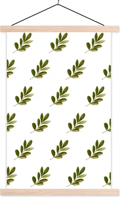 Produktbild von MuchoWow® Textilposter Blätter - Muster - Grün 40x60 cm mit holzfarbenen Rahmen - Poster