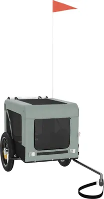 Image de vidaXL Remorque pour vélo Chiens Gris et noir Tissu Oxford & fer