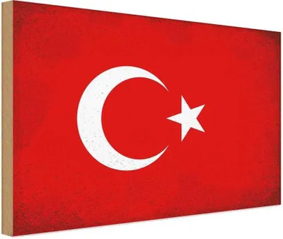 Produktbild von vianmo Holzschild 20x30 cm Türkei Turkey Vintage Flagge Fahne Wappen