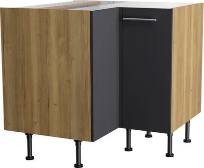 Produktbild von Optifit Eckunterschrank Jonte984 BxTxH 90 x 58,4 x 87 cm anthrazit glänzend zerlegt Anschlag reversibel KFJO UEL996-8+