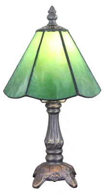 Tiffany Tischlampe, grüner Glasschirm, E14, Retro