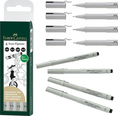 Produktbild von Faber-Castell 167004 Fineliner Schwarz 4 Stück(e)
