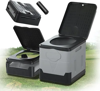 Produktbild von Campingtoilette, Faltbare Campingtoilette max 150 kg, Mobile Toilette, tragbare Toilette, Camping Klapptoilette, Grau