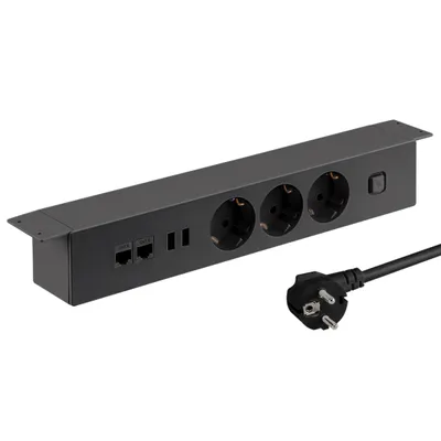 Zdjęcie produktu dla Spacetronik SPS-U38B_V2 Oryginalne gniazdo podblatowe, listwa gniazd i adapter podróżny